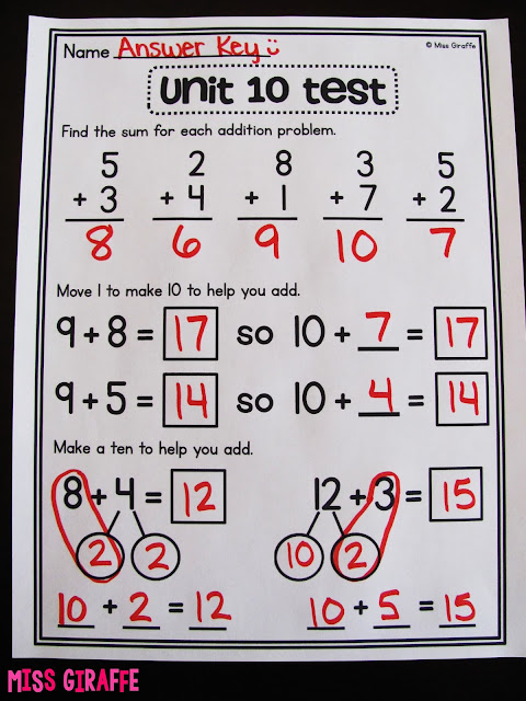Miss Giraffe's Class: Making a 10 to Add