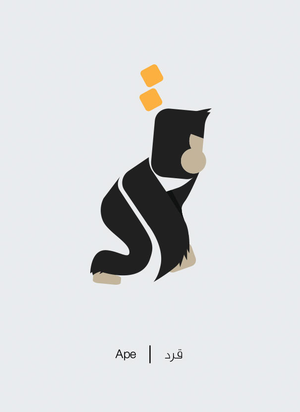 Arabic Words Illustrated Based On Their Literal Meaning - Ape - Qerrd