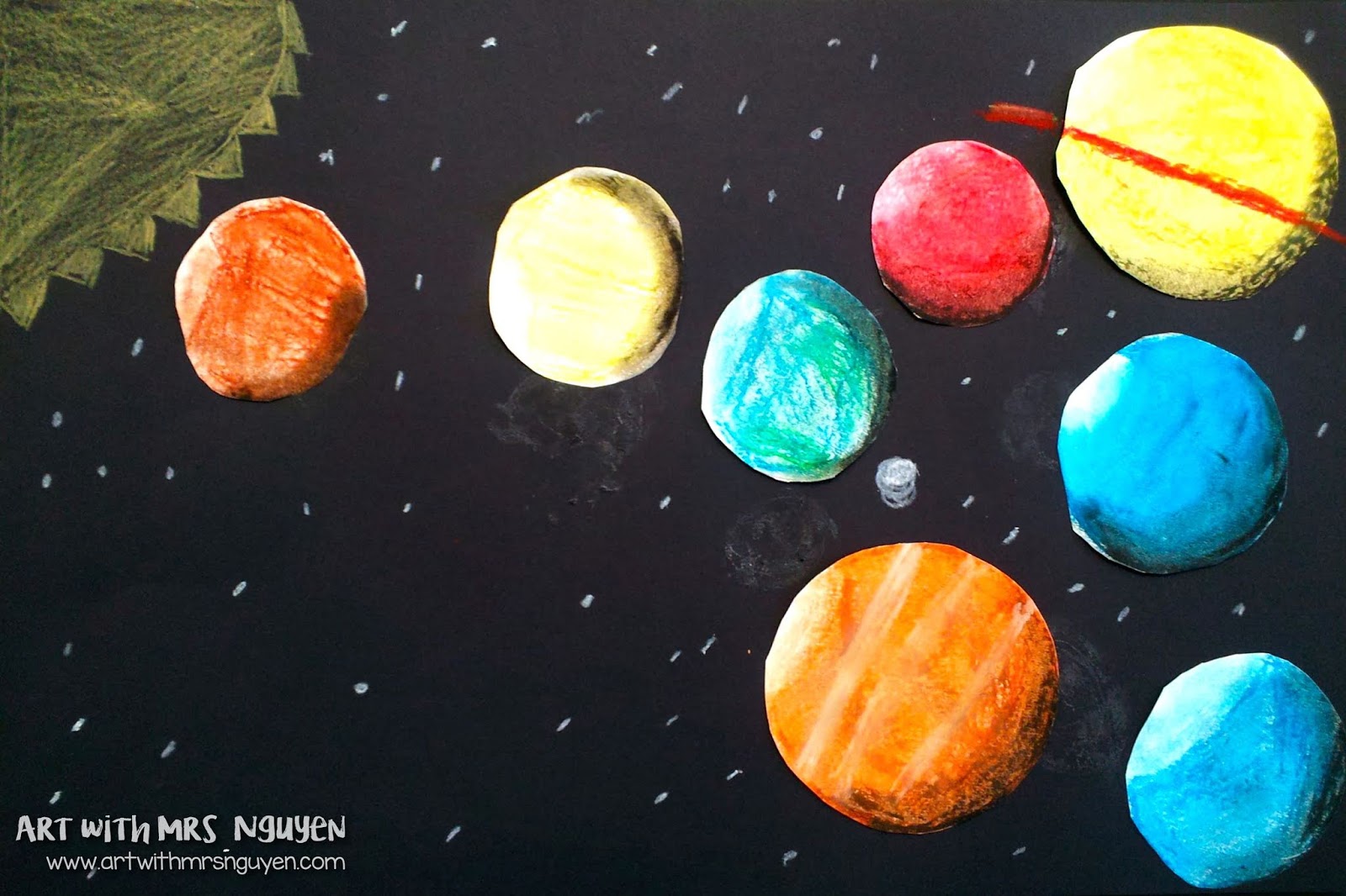 Planets in pencil colour sketch simple style Vector Image