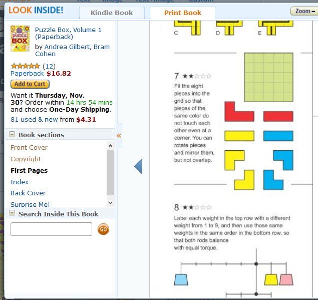 Math = Love Color Square Puzzle from Puzzle Box, Volume 1