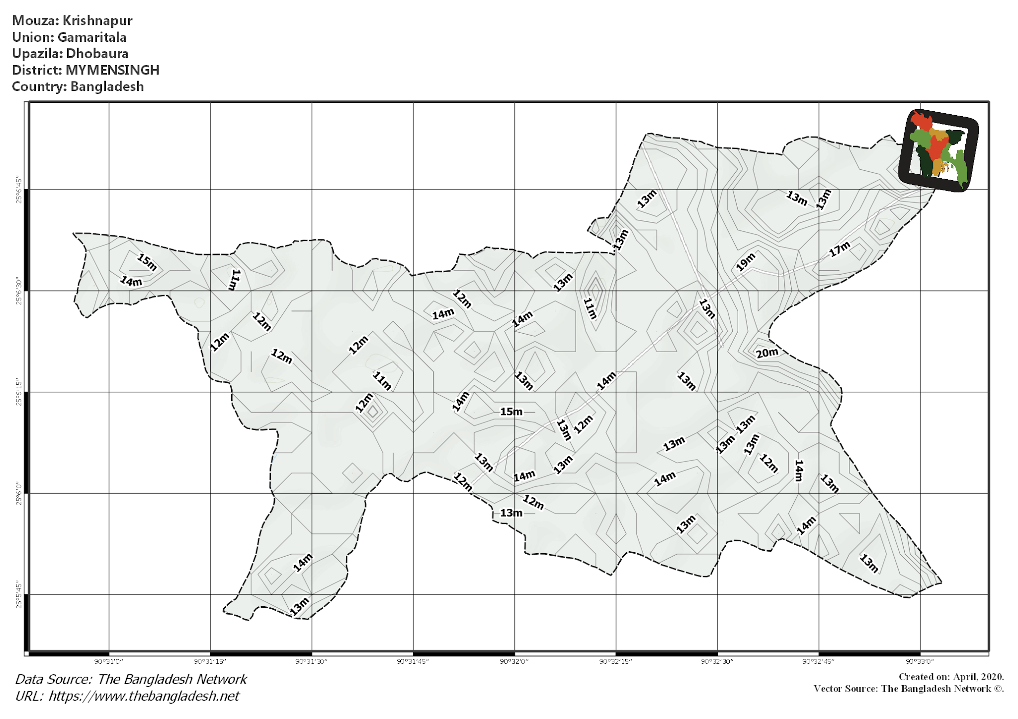 Map of Krishnapur Mouza of Dhobaura Upazila, MYMENSINGH Map of Krishnapur Mouza of Dhobaura Upazila, MYMENSINGH, Bangladesh.
