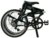 Dahon Vybe D7, folding frame, folds down to  26.4" x 13.4" x 28.4"