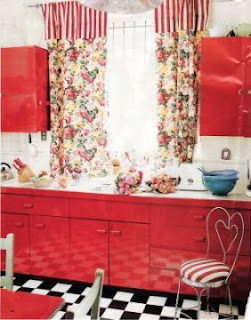 Red Painted Kitchen Cabinets