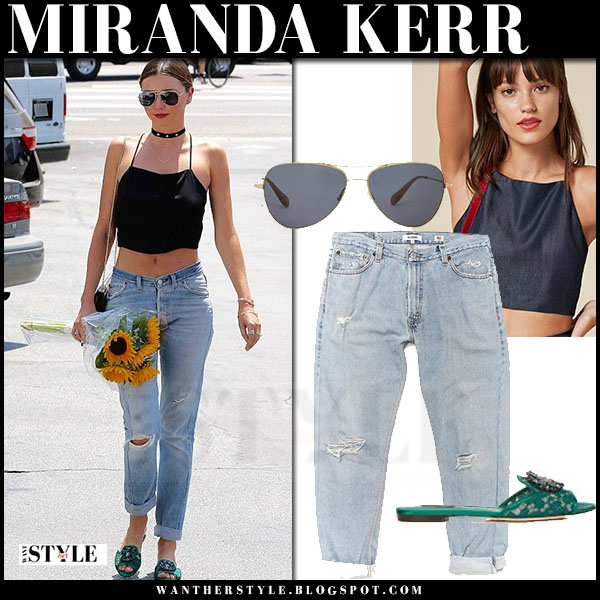 crop top ripped jeans