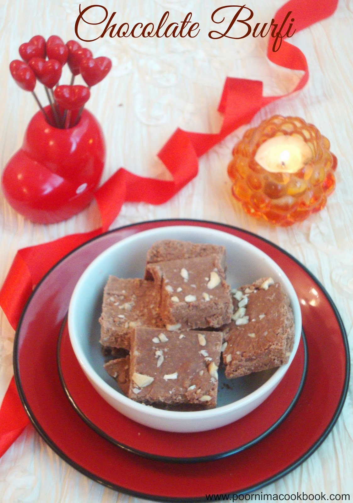 Poornima's Cook Book Chocolate Burfi Using Milk Powder