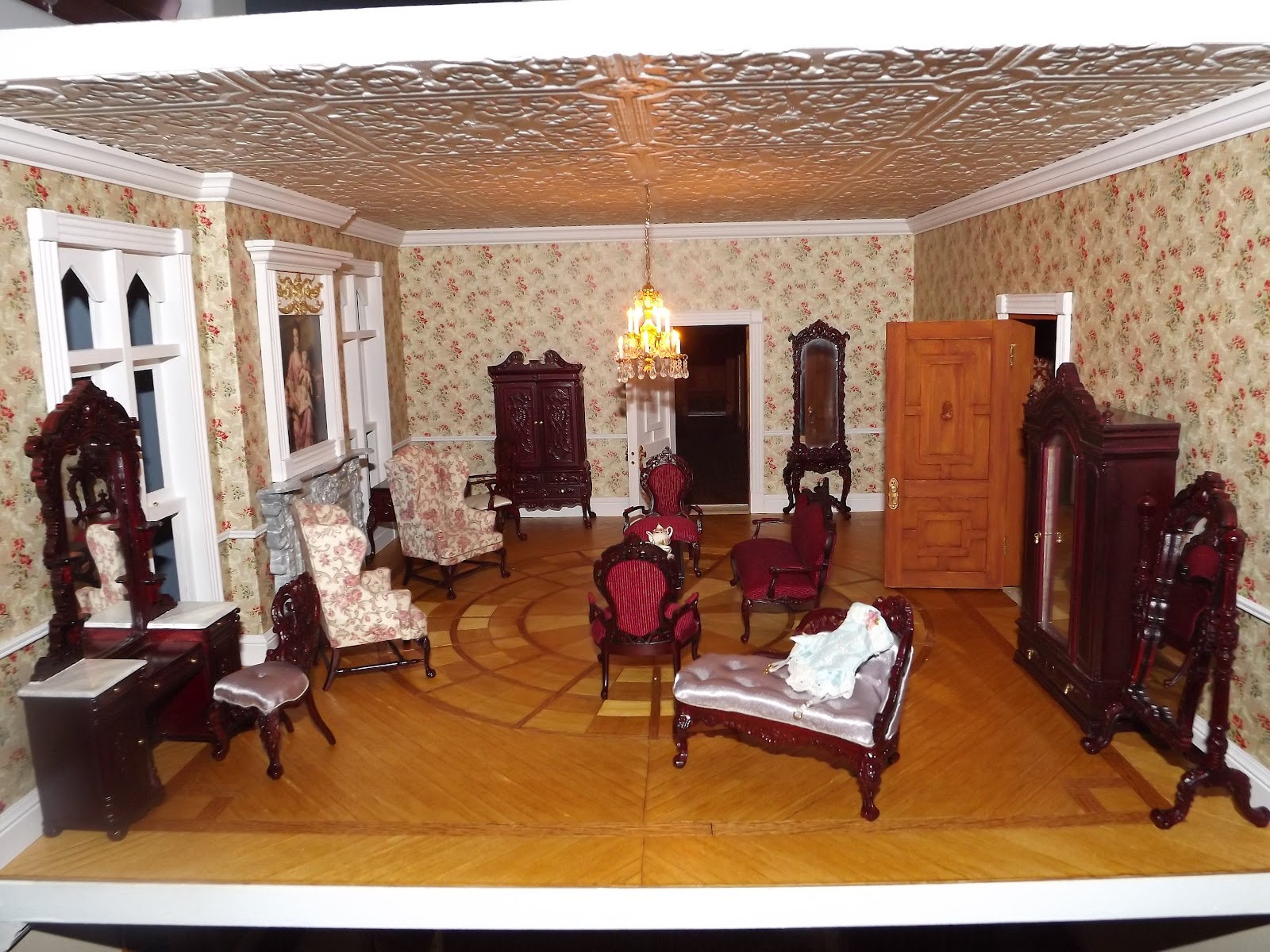 English Manor Dollhouse 1/12 Miniature from Scratch Dressing Room and
