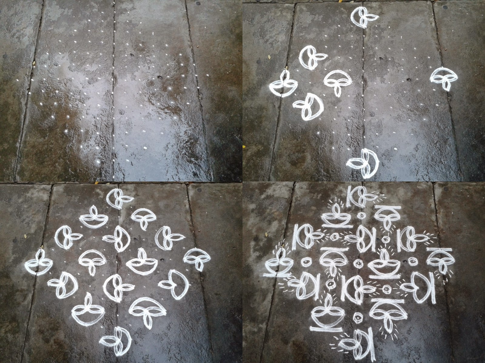 Rangoli designs/Kolam [S.No.137] 15 1 Ner pulli Lamp Kolam