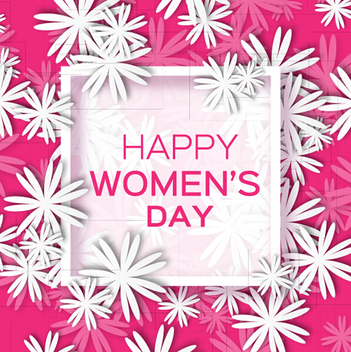 Women's Day 8 March woman day holiday background with paper flower free vector