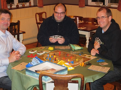 Discworld: Ankh-Morpork - The players from left to right Robin (a Lord), Oliver (Lord Vetinari ) and Simon (Chrysoprase) the eventual winner