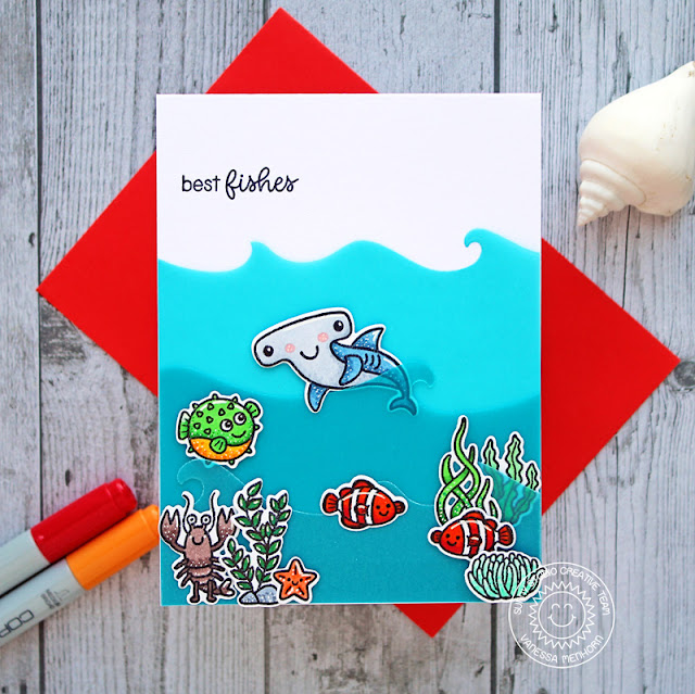 Sunny Studio Stamps: Best Fishes Catch A Wave Dies Magical Mermaids Summer Themed Cards by Vanessa Menhorn and Anja Bytyqi