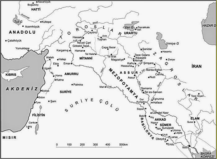 Mezopotamya Uygarlıkları ile ilgili harita