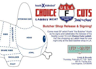 Frank Kozik’s Choice Cuts Labbit Signing and Release Party at Lindy & Grundy Butcher Shop Flyer
