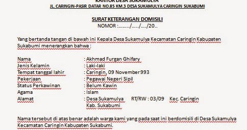 Contoh Surat Keterangan Domisili 2021 Id Dev Website Indonesia