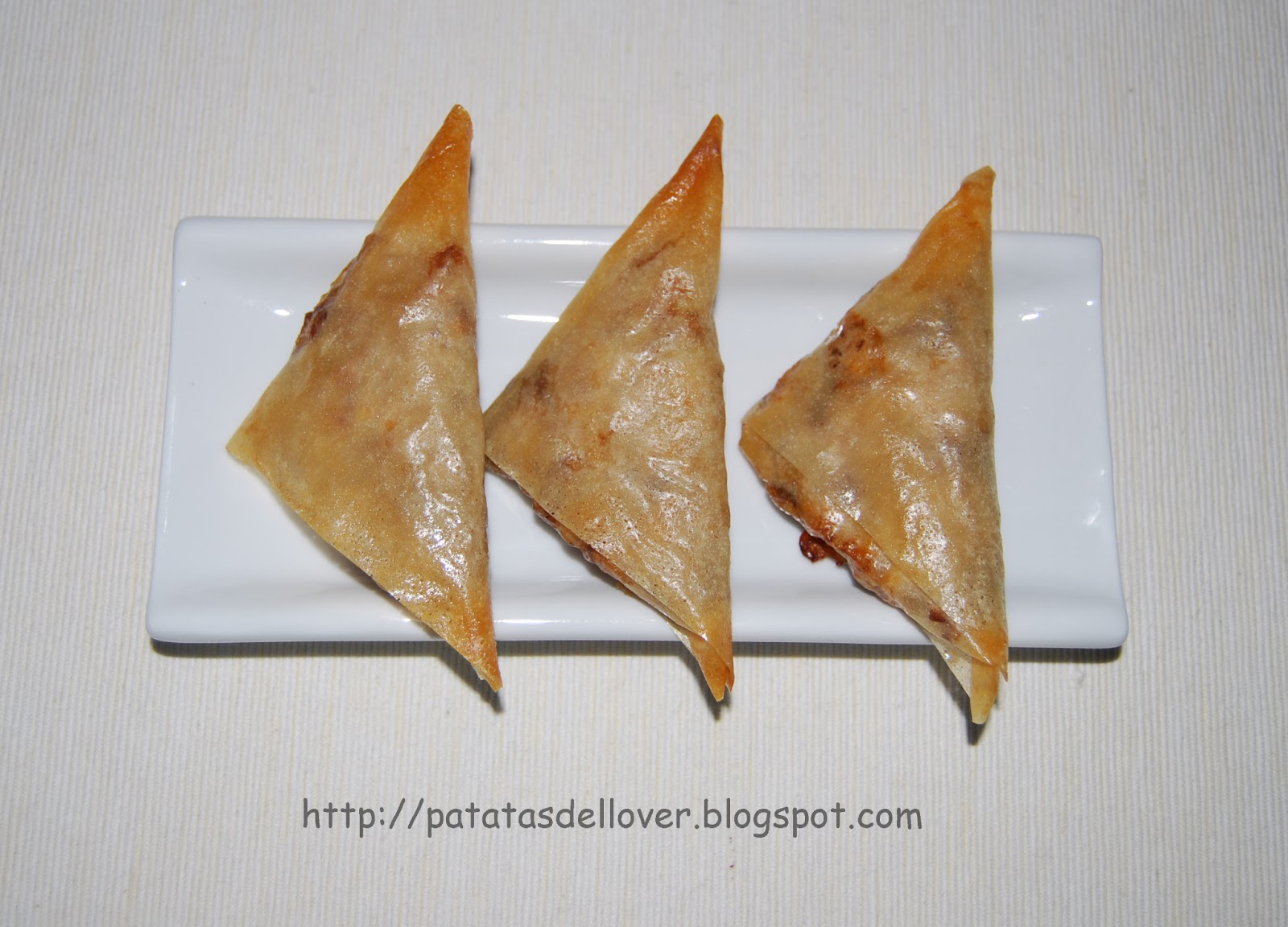 Patatas de llover: TRIÁNGULOS DE PASTA FILO RELLENOS DE POLLO