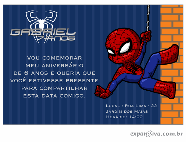 Convites de Aniversário do Homem Aranha bebe Convites de Aniversário do Homem Aranha bebe