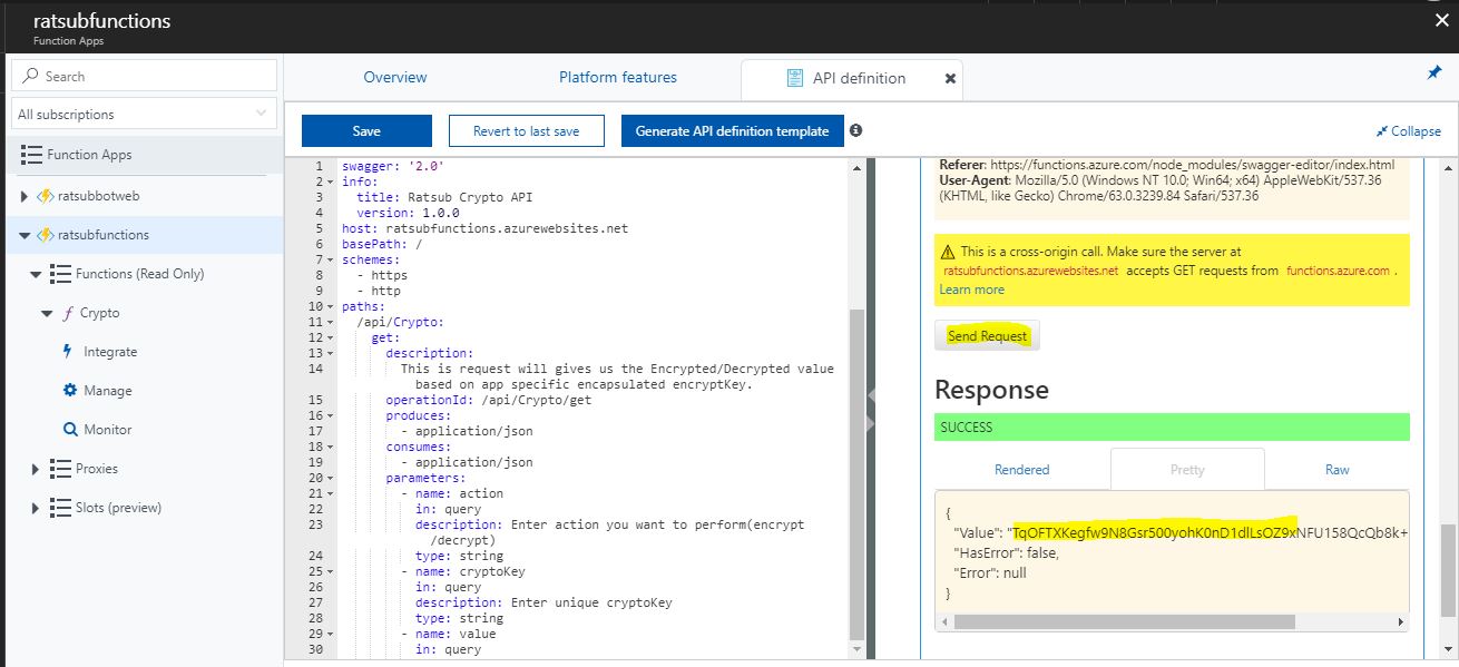 Create swagger api endpoint for Azure functions