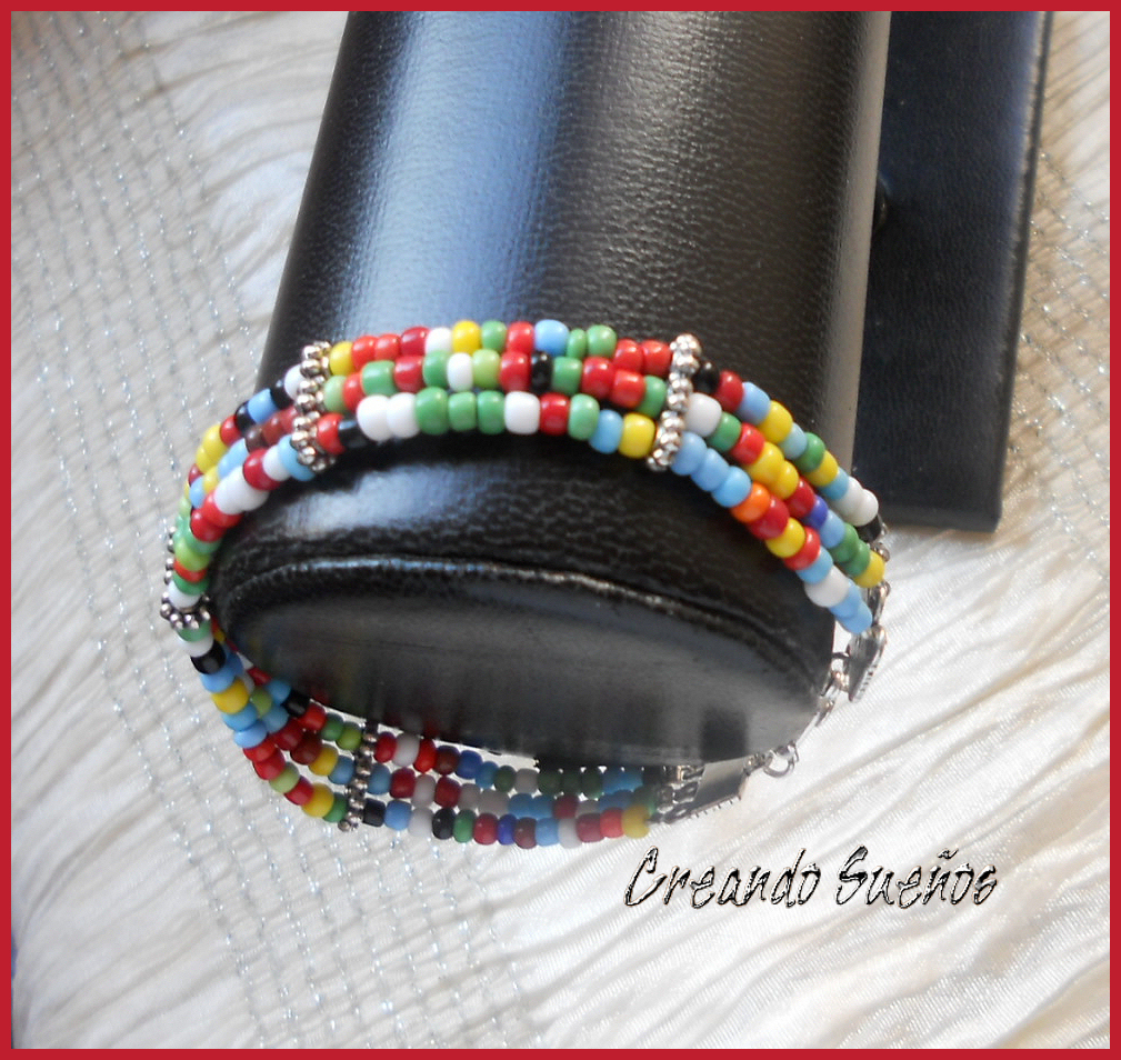 BISUTERÍA ARTESANA " CREANDO SUEÑOS " PULSERAS DE 3 LÍNEAS CON PIEDRAS