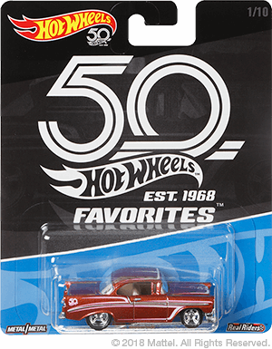 50th Anniversary Favorites 1/10 ** RealRiders ** '56 CHEVY 2018 Hot Wheels 