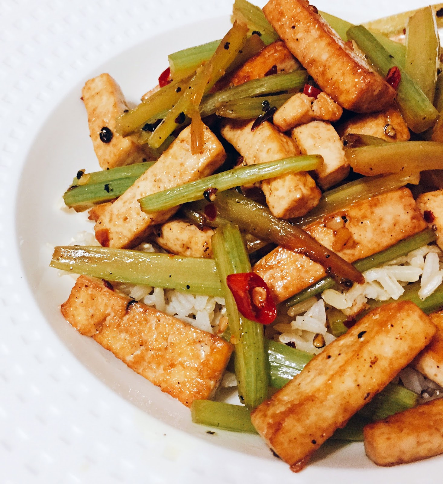 iron stef szechuan celery tofu stirfry