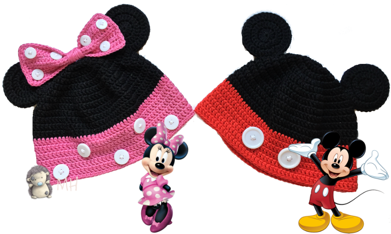 Gorros Minnie y mickey a crochet