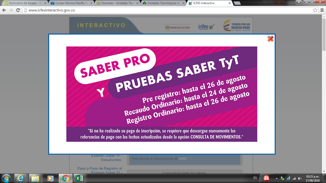ADMINISTRACION UTS PRUEBAS SABER PRO