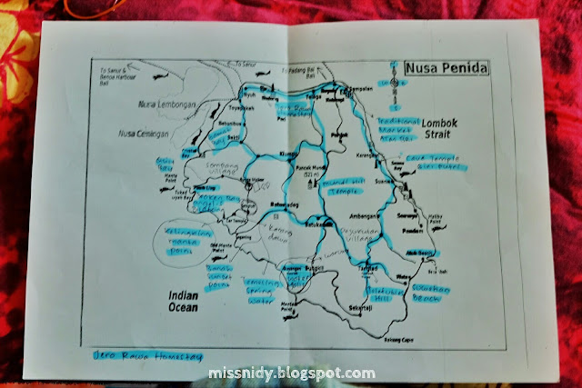 peta objek wisata di nusa penida bali
