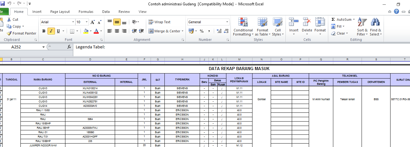 Form Laporan Stok Barang Excel