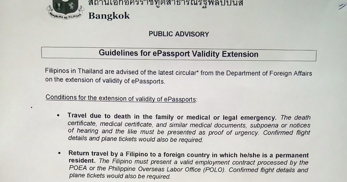 Travel Asia Explore Thailand Extension of Philippine Passports