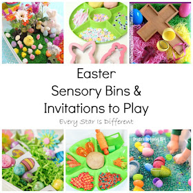 Easter sensory bins and invitations to play