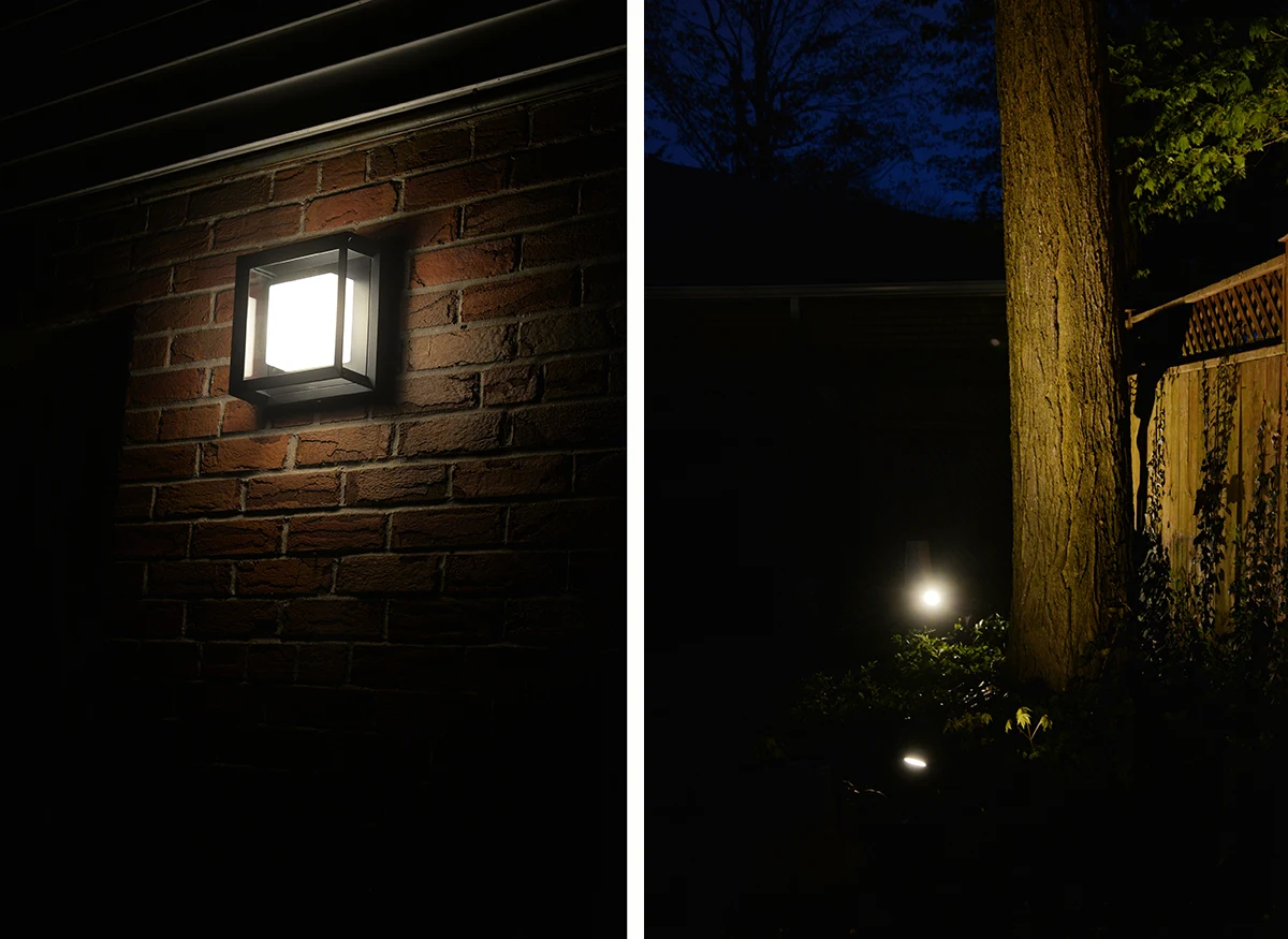 Philips Hue smart outdoor lighting, Lily outdoor spotlight, Econic wall light