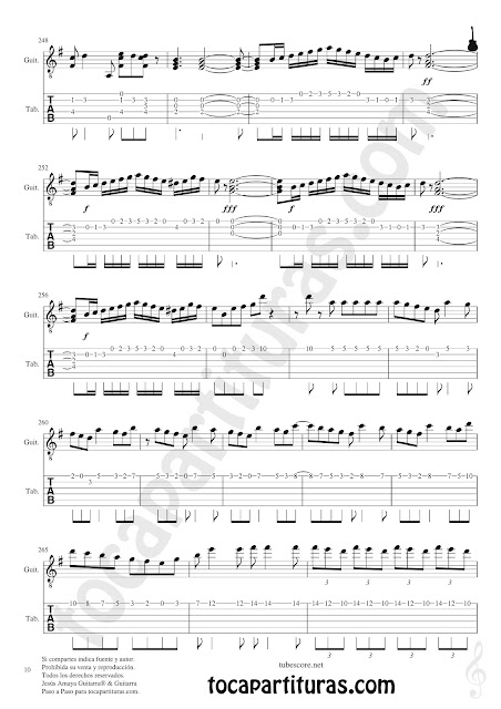 PARTITURA 10 Partitura y Tablatura de Entre dos aguas Partituras para Guitarras Sheet Music for Guitar