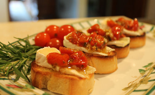 Herb Roasted Tomato and Brie Bruschetta - Just~One~Donna