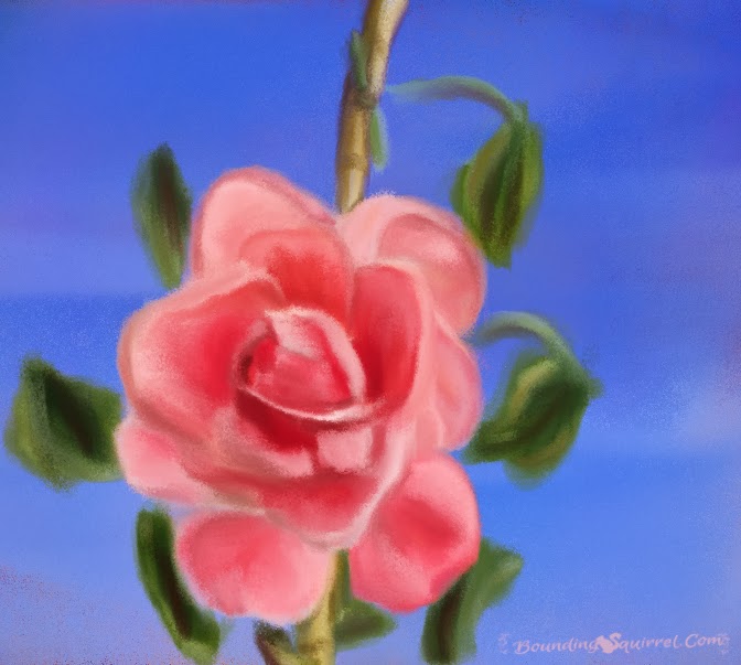 Bounding Squirrel-Happy, Whimsical Art and for Your Home and Life: Digital Painting: Pink Rambling Rose