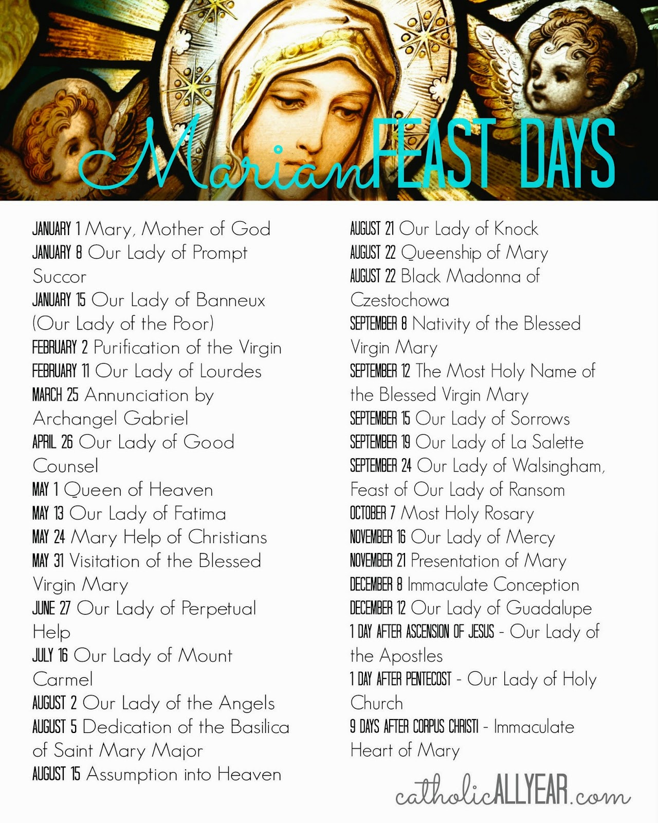 Feast Day Calendar 2025 Agatha Sashenka