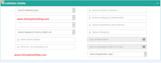jamb regularization institution details box