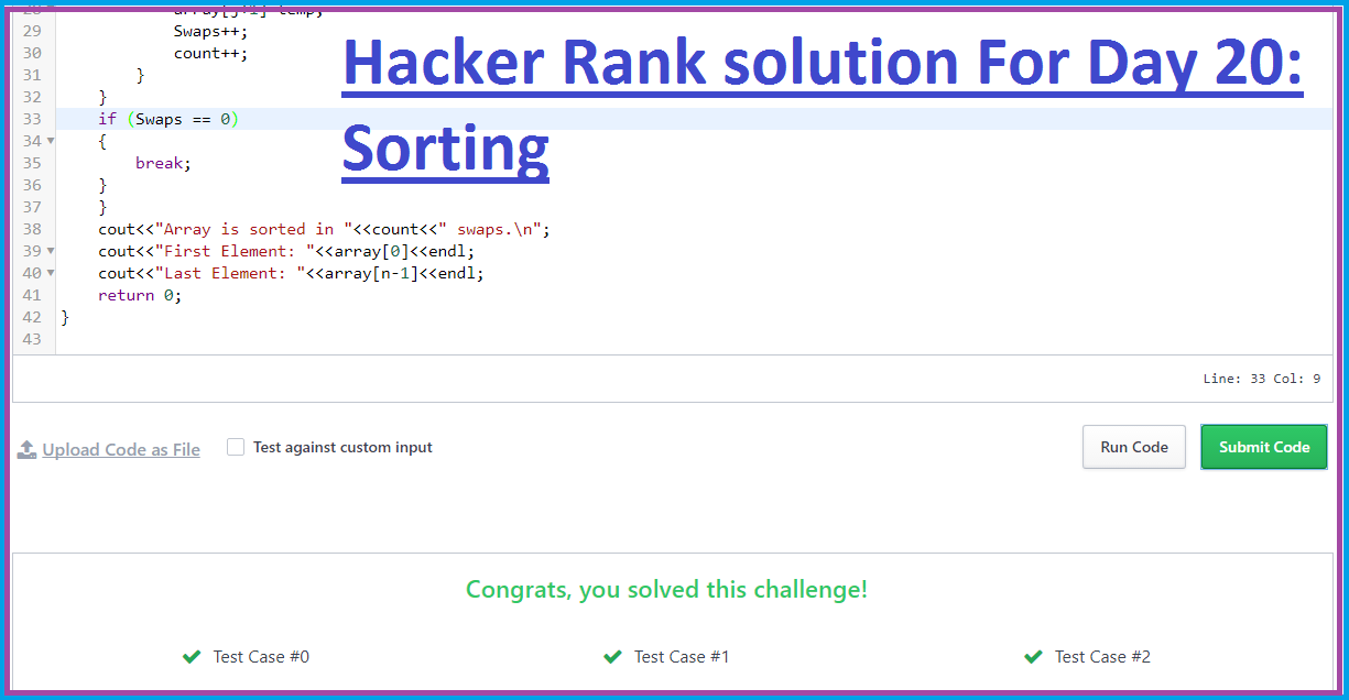 Hacker Rank solution For Day 20: Sorting