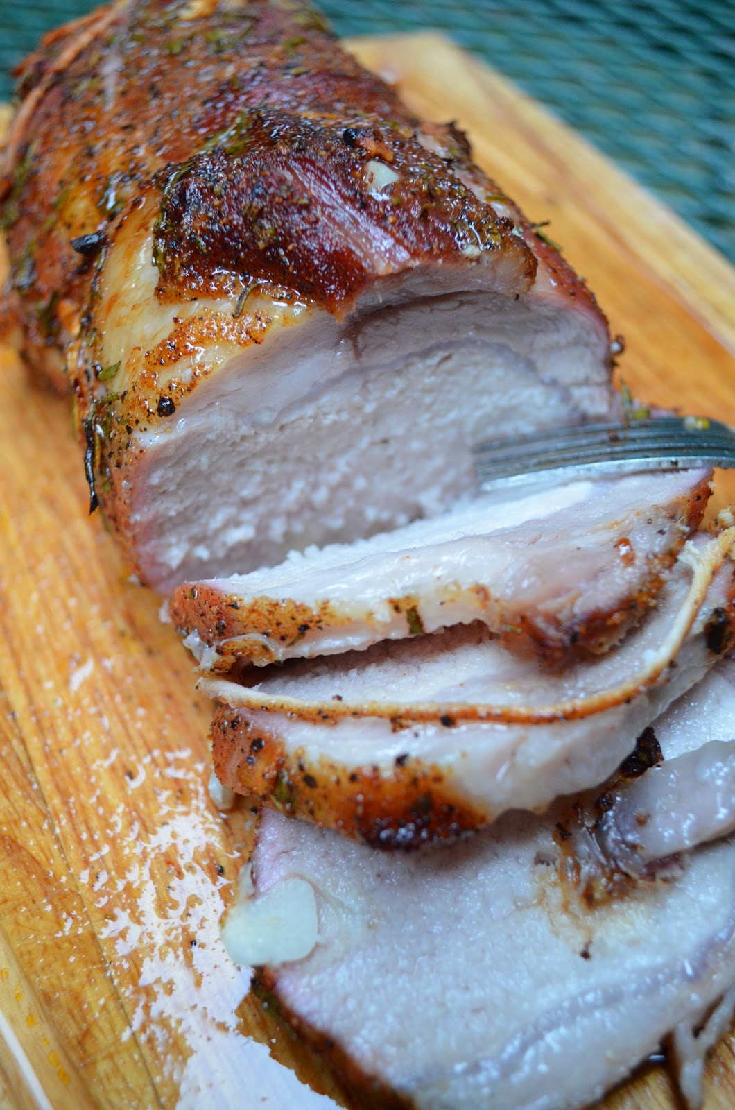 amour fou(d): roast pork with garlic and rosemary.