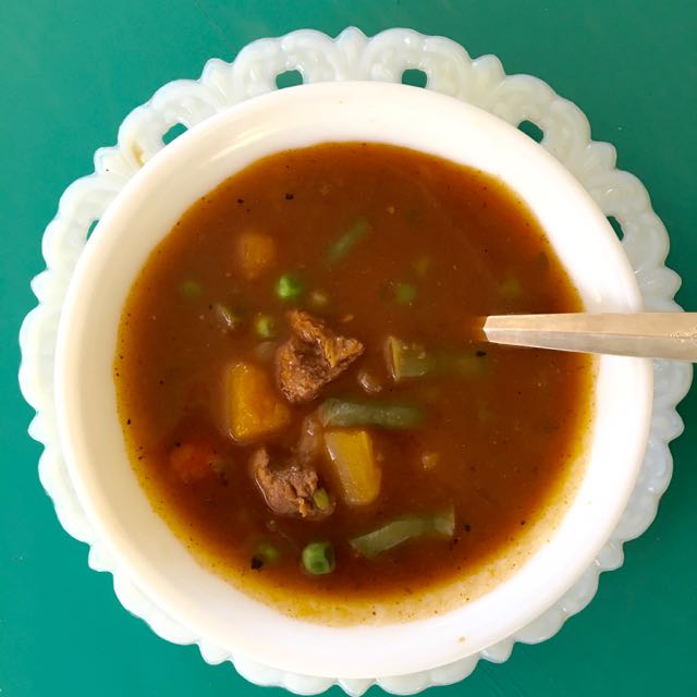 Robison Yum Best vegetable beef soup I've ever made stove top and