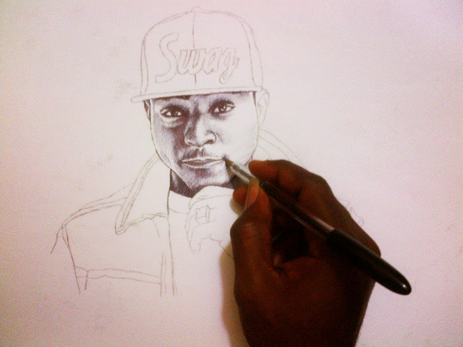 davido ball pen drawing by nigeria portrait artist