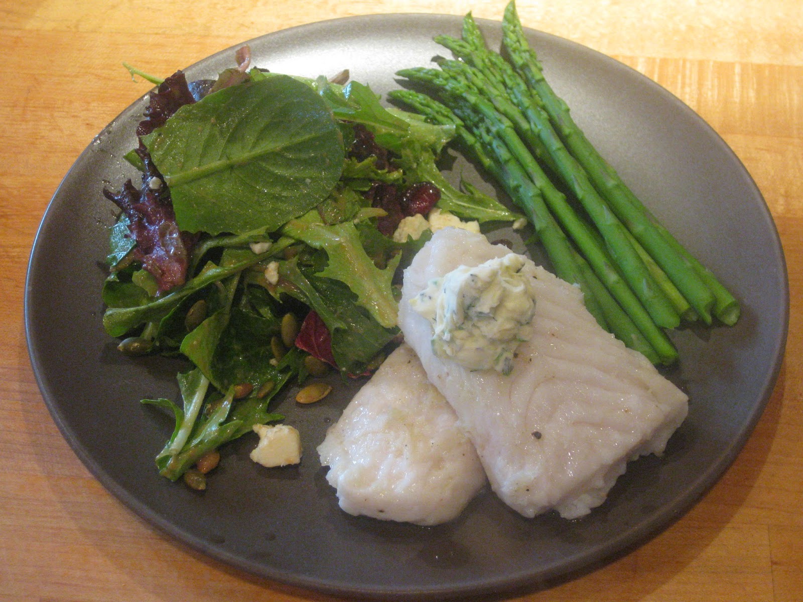 Almost Wasted Baked Hake with Fennel Chive Butter