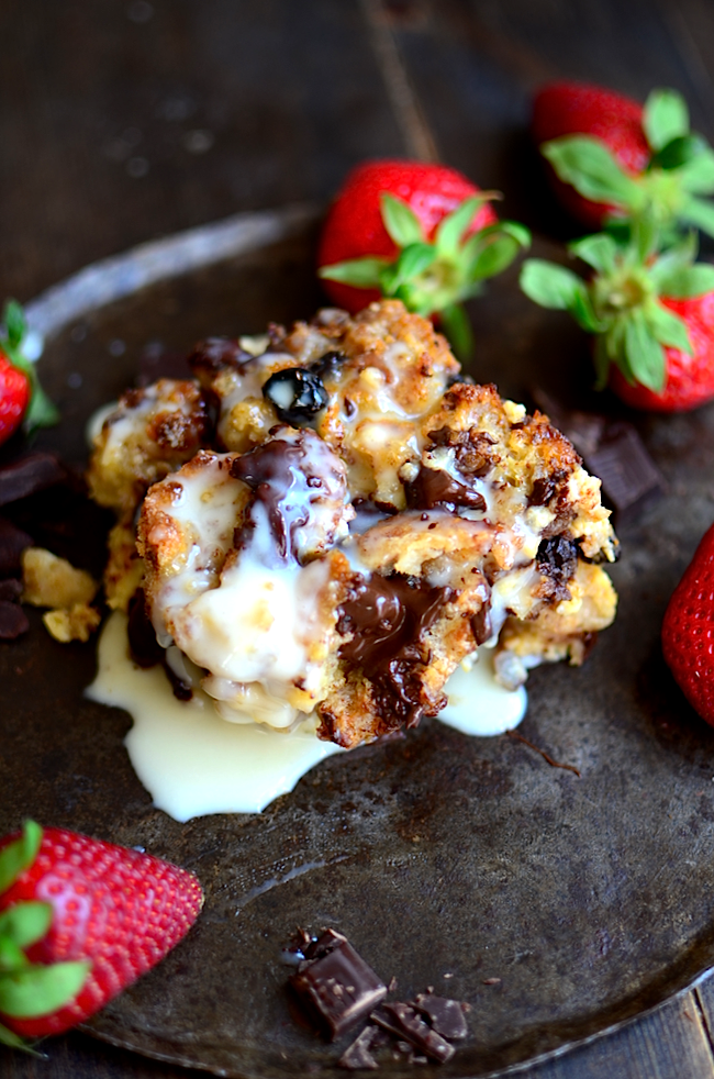 Yammie's Noshery Sourdough Bread Pudding with Chocolate Chunks and