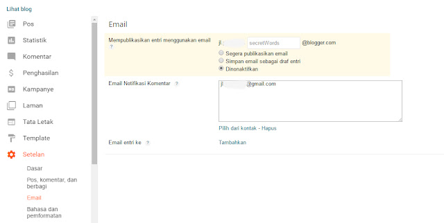 Cara Membuat Email blog dan Mempublikasikan Postingan Menggunakan Email Blog