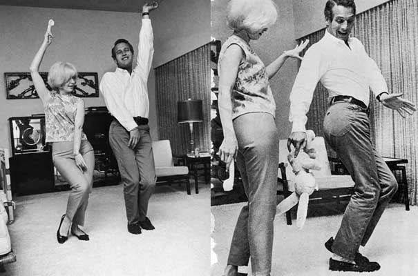 Joanne Woodward and Paul Newman dancing
