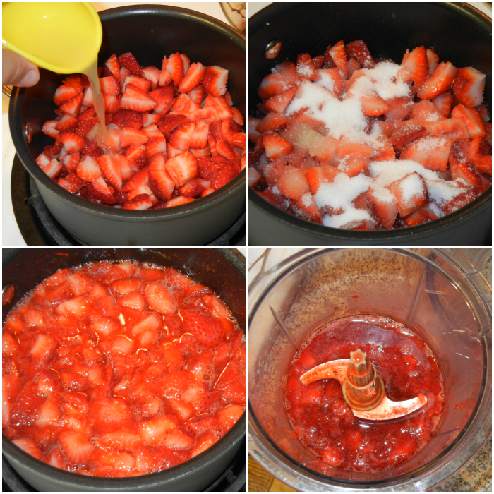 cooking down strawberries collage 