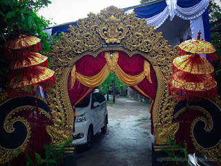 Balinese Wedding Gate Style With Lettering Om Swastiastu Means Prayer Safety For All Of Us, Bali, Indonesia