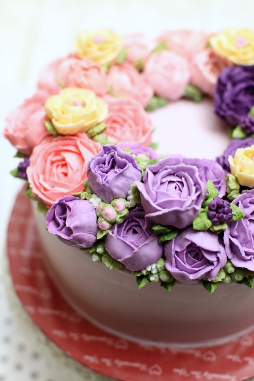 Korea Buttercream Flower kek 3 tingkat masam manis