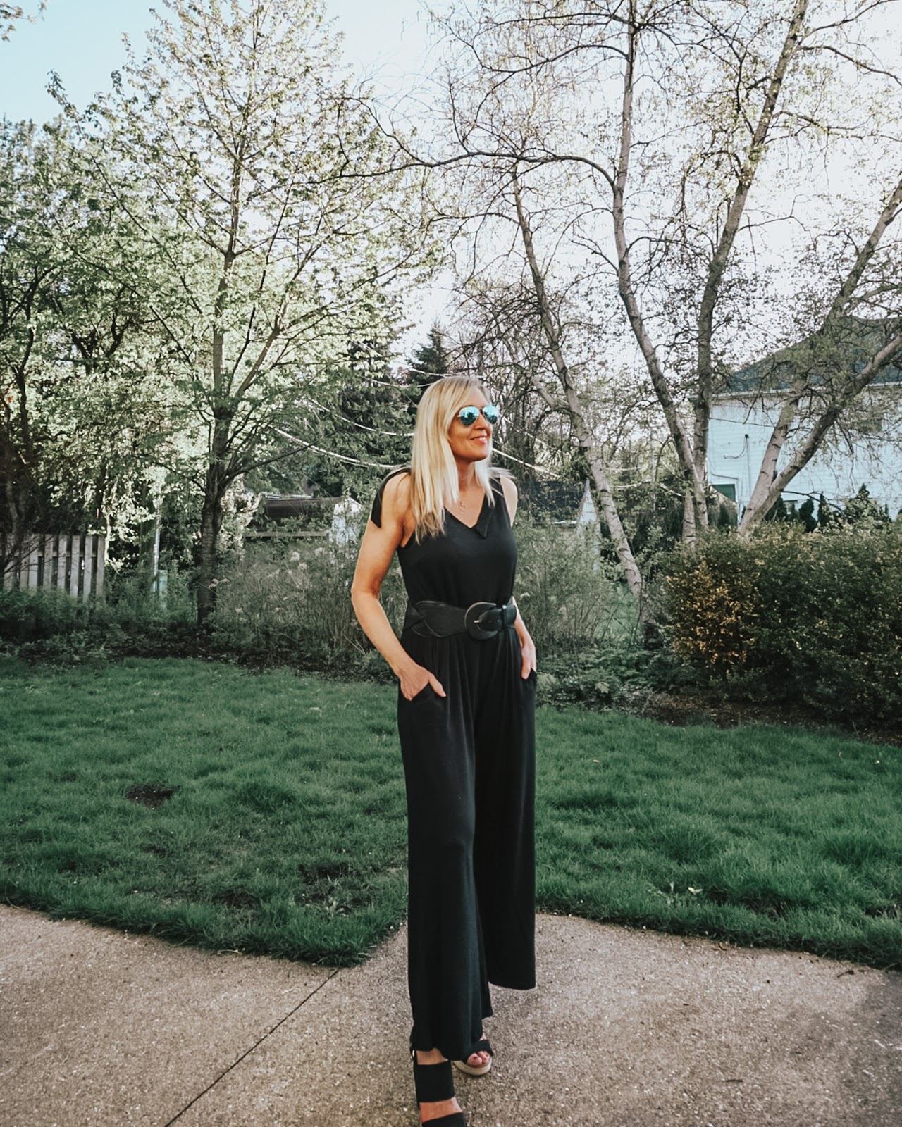 How to Style a Black Jumpsuit in Spring