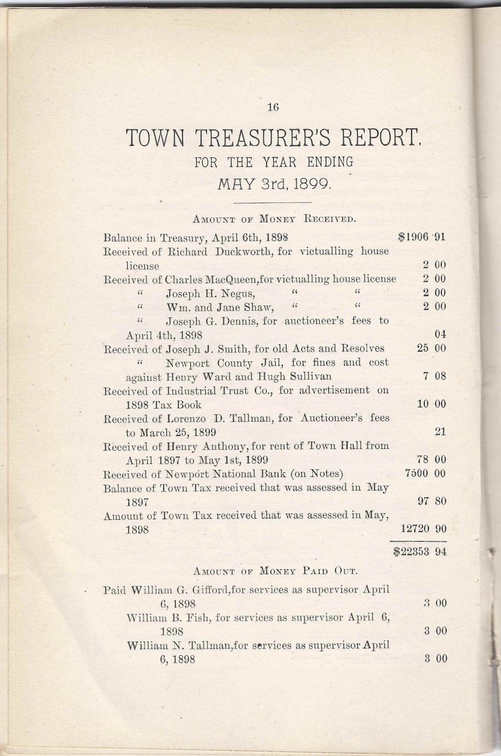 Heirlooms Reunited Portsmouth, Rhode Island Annual Report of 1899