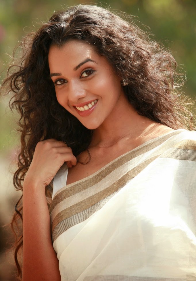 Actress Anu Priya Long Hair Stills In White Saree
