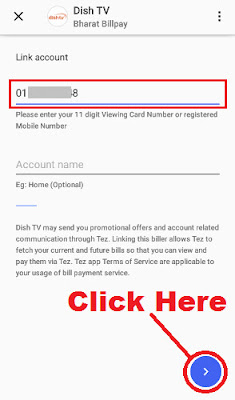 how to recharge dish tv from mobile through tez app